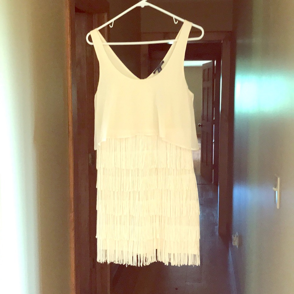 Cream Fringe Dress
